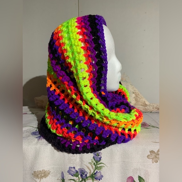 Handmade Rainbow Bright Cowl Infinity Scarf - Picture 4 of 6